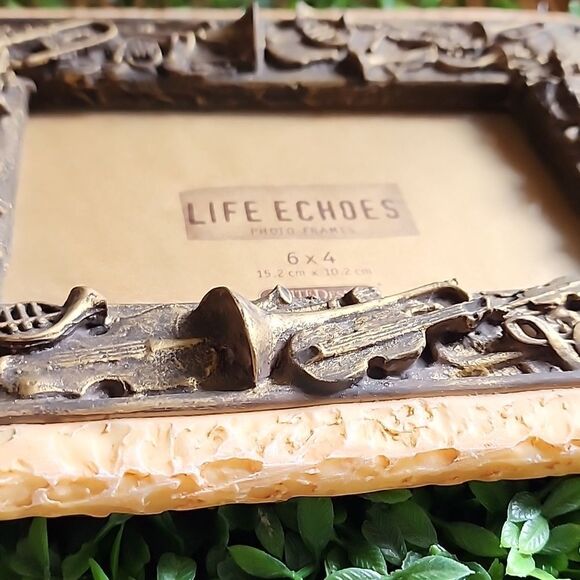 Musical Instrument Picture Frame Embossed Brushed Bronze Resin Stucco - Picture 8 of 10
